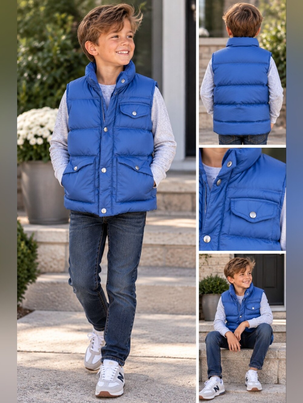 Lands end navy down feather filled vest Kids sz M 10-12 Could Be Unisex
